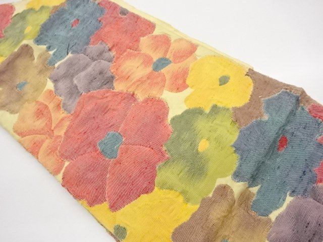 JAPANESE KIMONO / NAGOYA OBI / TSUMUGI / MATELASS / WOVEN FLOWER 